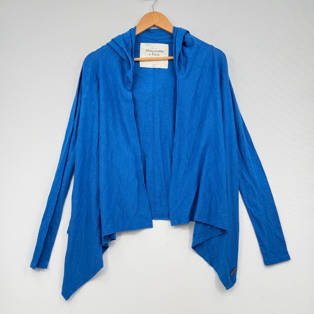 Abercrombie & Fitch Hooded Cardigan Womens XS/S Blue Open Front Waterfall New